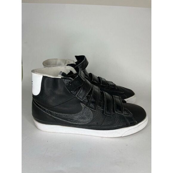 nike shoes high top Sneakers Lace Up Straps Men Size 11.5 Black Leather - Picture 1 of 13